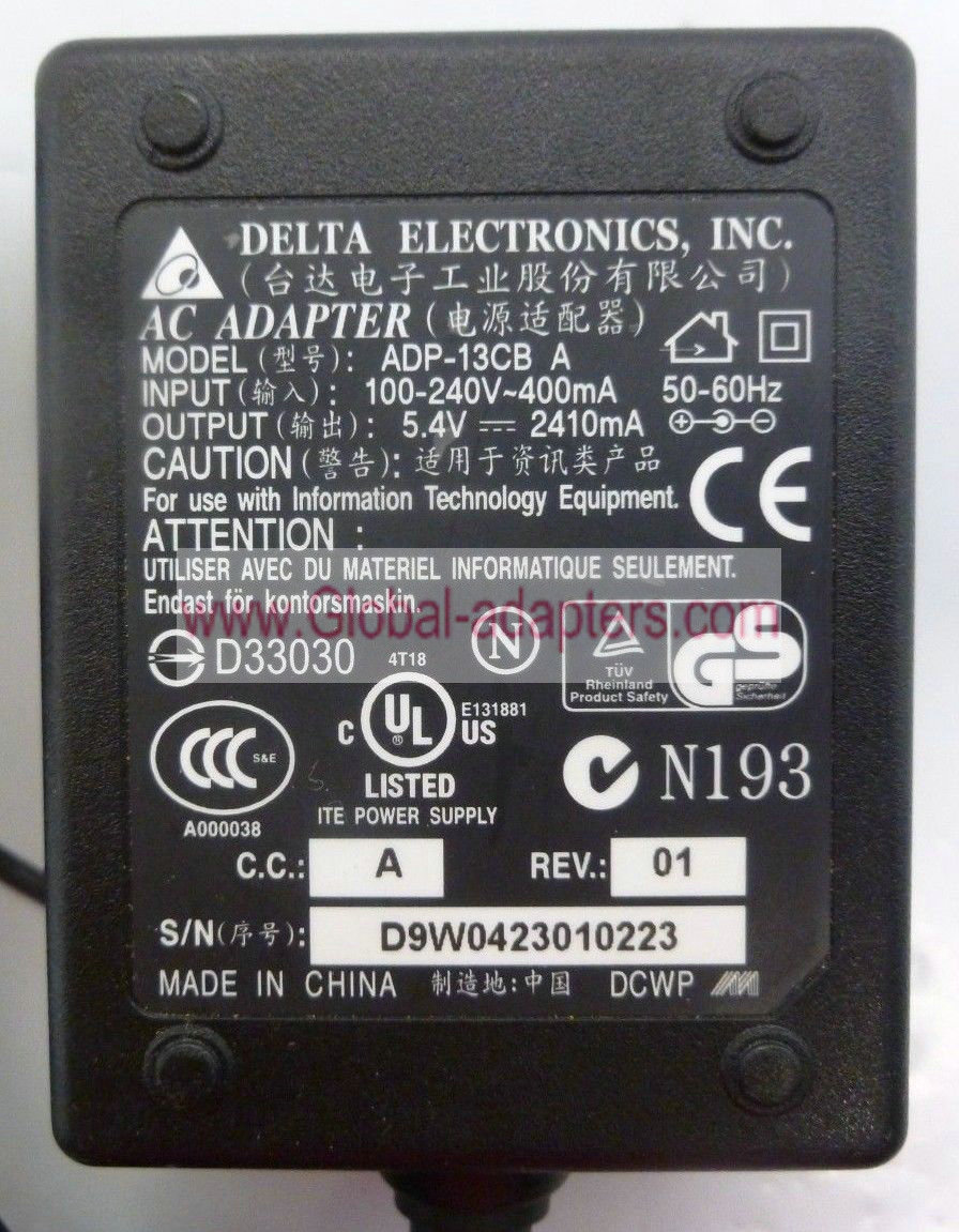 Genuine Delta Electronics ADP-13CB A AC Adapter 5V 2410mA - Click Image to Close